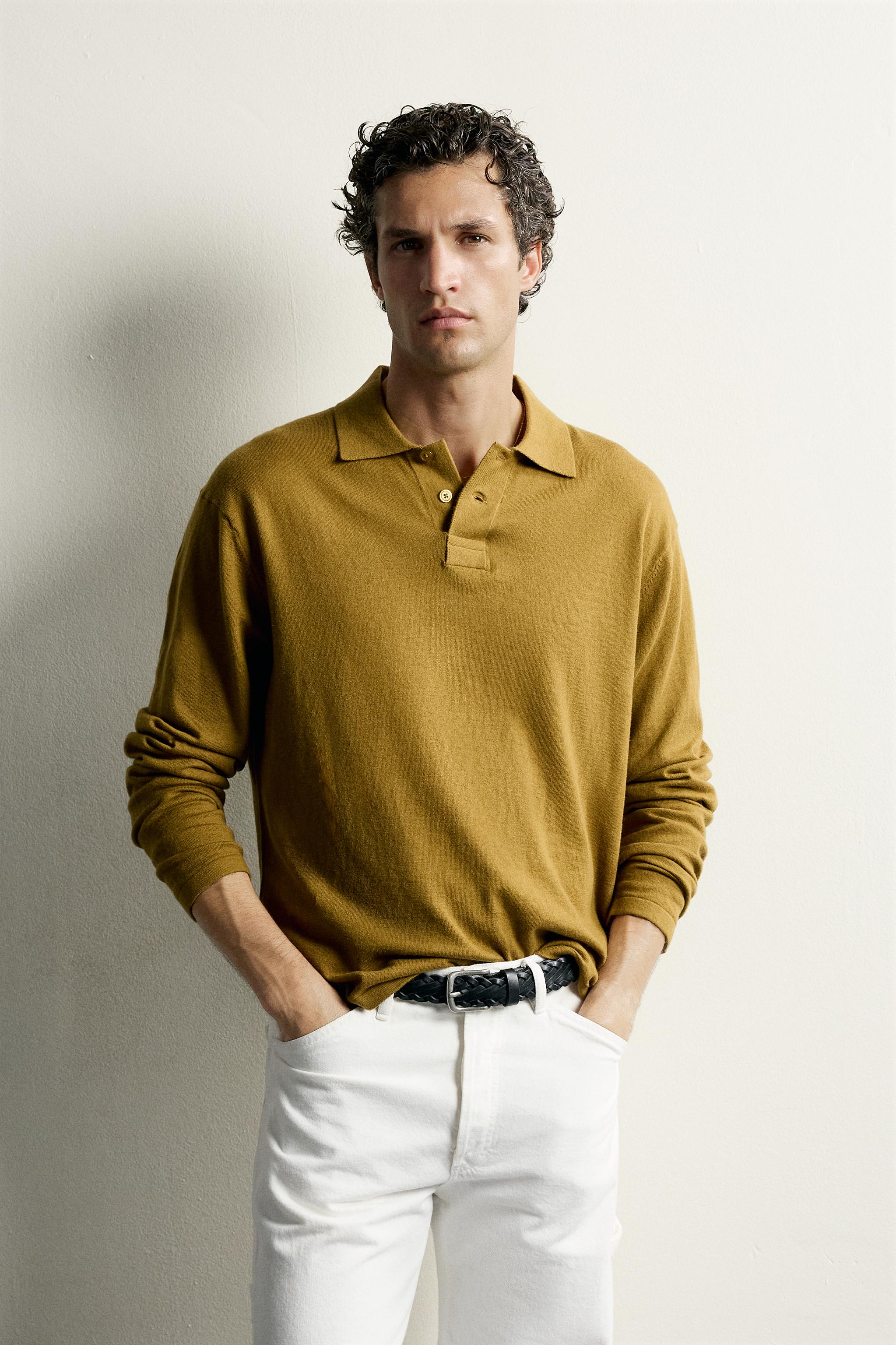 COTTON-CASHMERE KNIT POLO